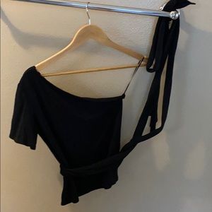 Express black wrap around top